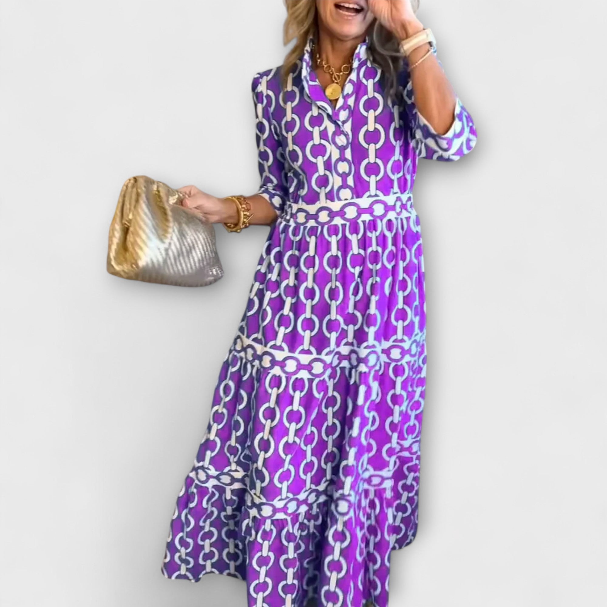 Sophia | Vestido midi con estampado de cadena