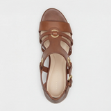 Carla™ | Tacones Ortopédicos de Cuero con Tiras y Tacón de Corcho