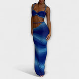 Jane - Stylish Gradient Braid Crop Top & Overskirt Duo