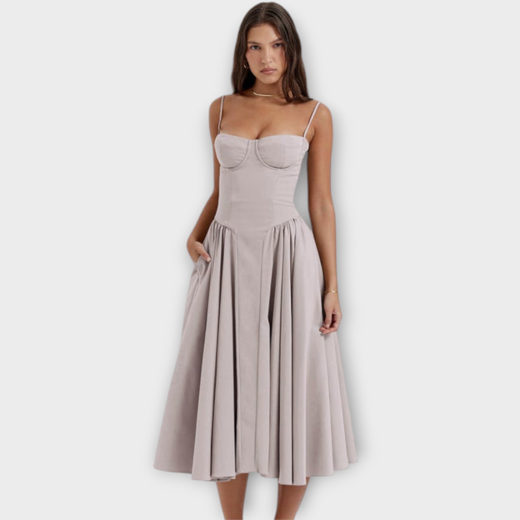 Gesine - Vestido Midi Corsé Sin Mangas