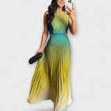 Haven - Elegante Vestido Maxi Sin Espalda con Pliegues Gradientes y Lazos
