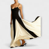 Ember - Elegancia clásica: Vestido maxi con paneles de tul y corte A