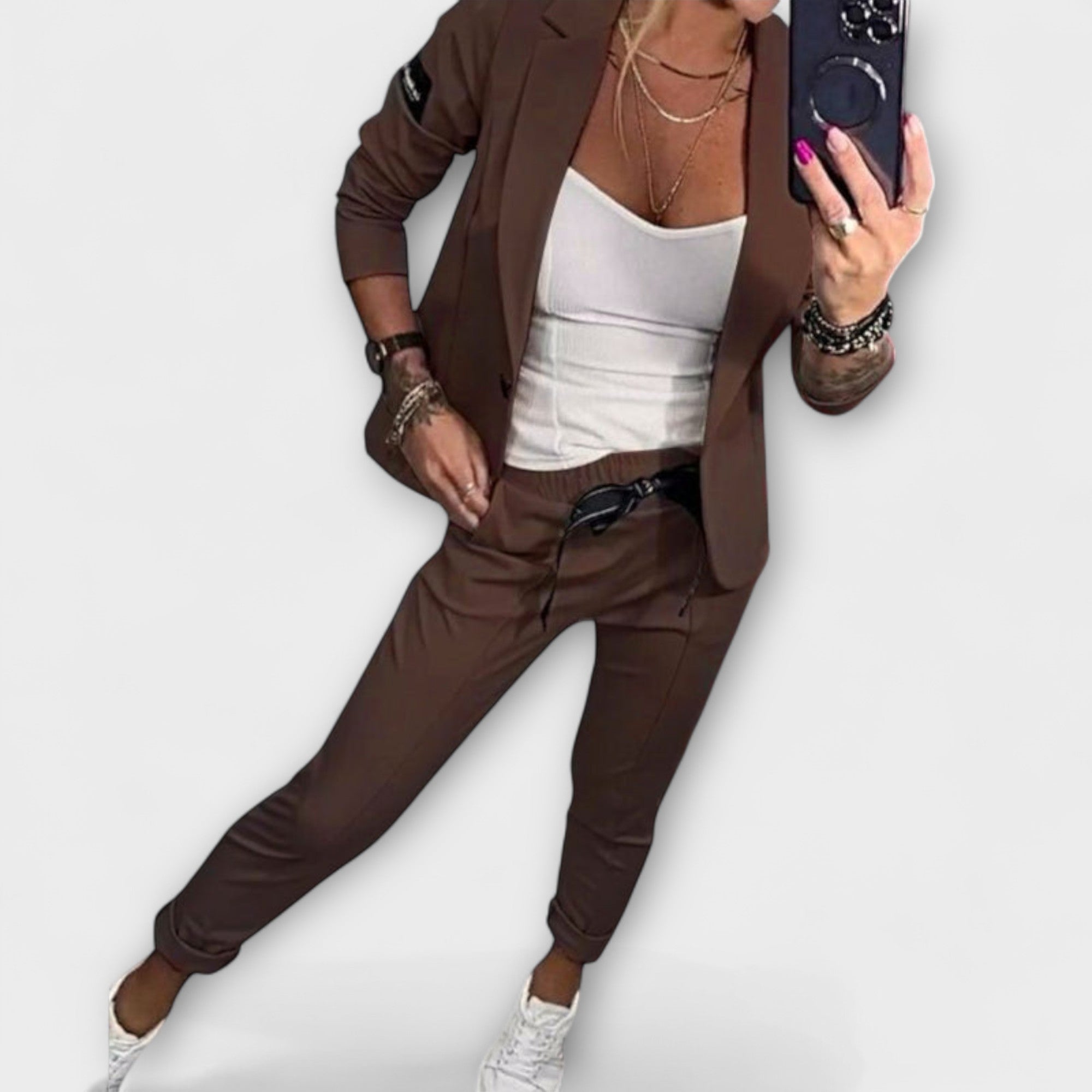 Malou - Conjunto Coordinado de Top, Chaqueta y Pantalones
