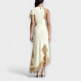 Margaret - Vestido largo con detalles de satén y encaje