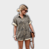 Nonette | Vestido camisero con estampado de leopardo