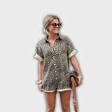 Nonette | Vestido camisero con estampado de leopardo