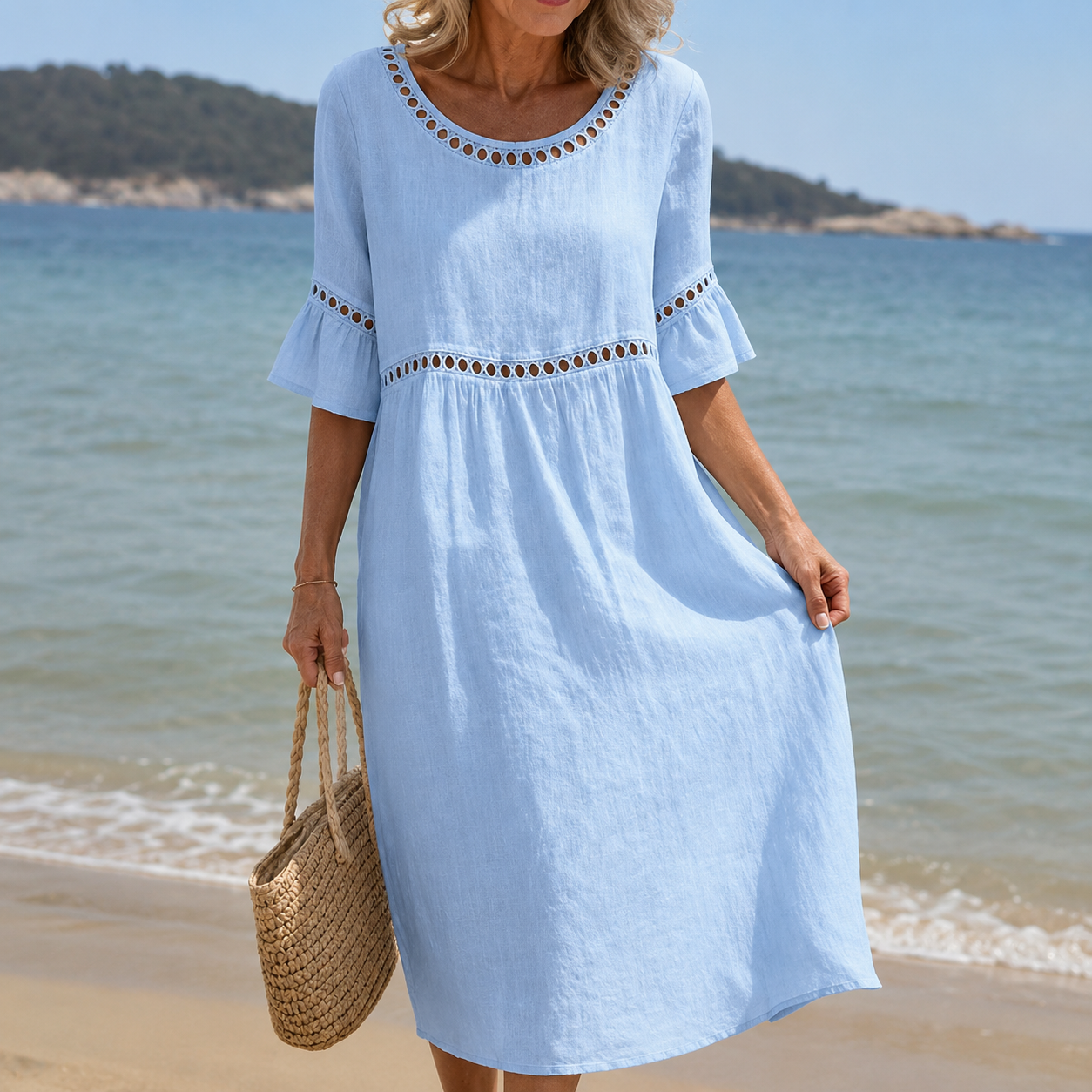 Vestido Helene - lino efecto vientre plano