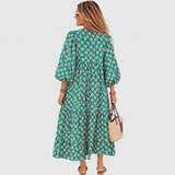 Fleur | Vestido largo escalonado holgado con mangas tipo kimono