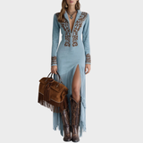 Victoria | Vestido boho de antelina con flecos