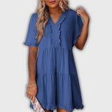 SHAILA – Minivestido relajado con cuello en V y volante