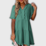 SHAILA – Minivestido relajado con cuello en V y volante