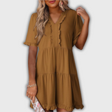 SHAILA – Minivestido relajado con cuello en V y volante