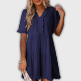 SHAILA – Minivestido relajado con cuello en V y volante