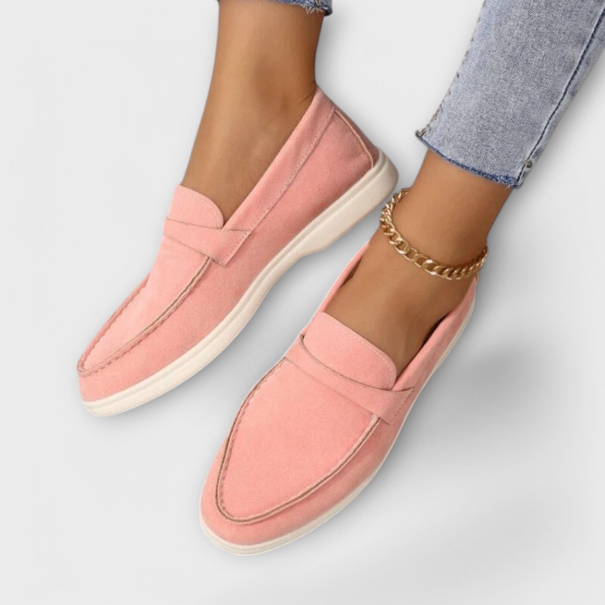 Mocasines elegantes de mujer en ante