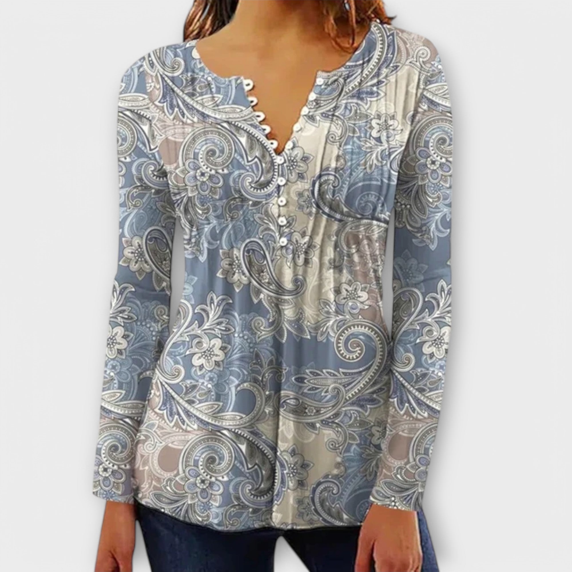 Juliane – Blusa con cuello en V y mangas