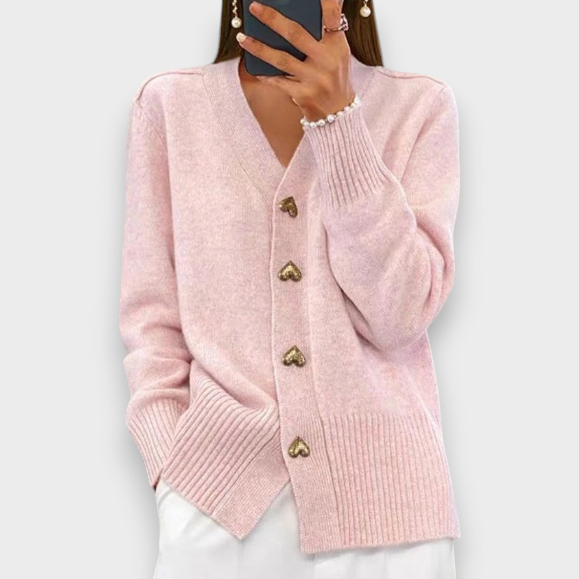 Armelle | Cárdigan Elegante con Botones de Corazón