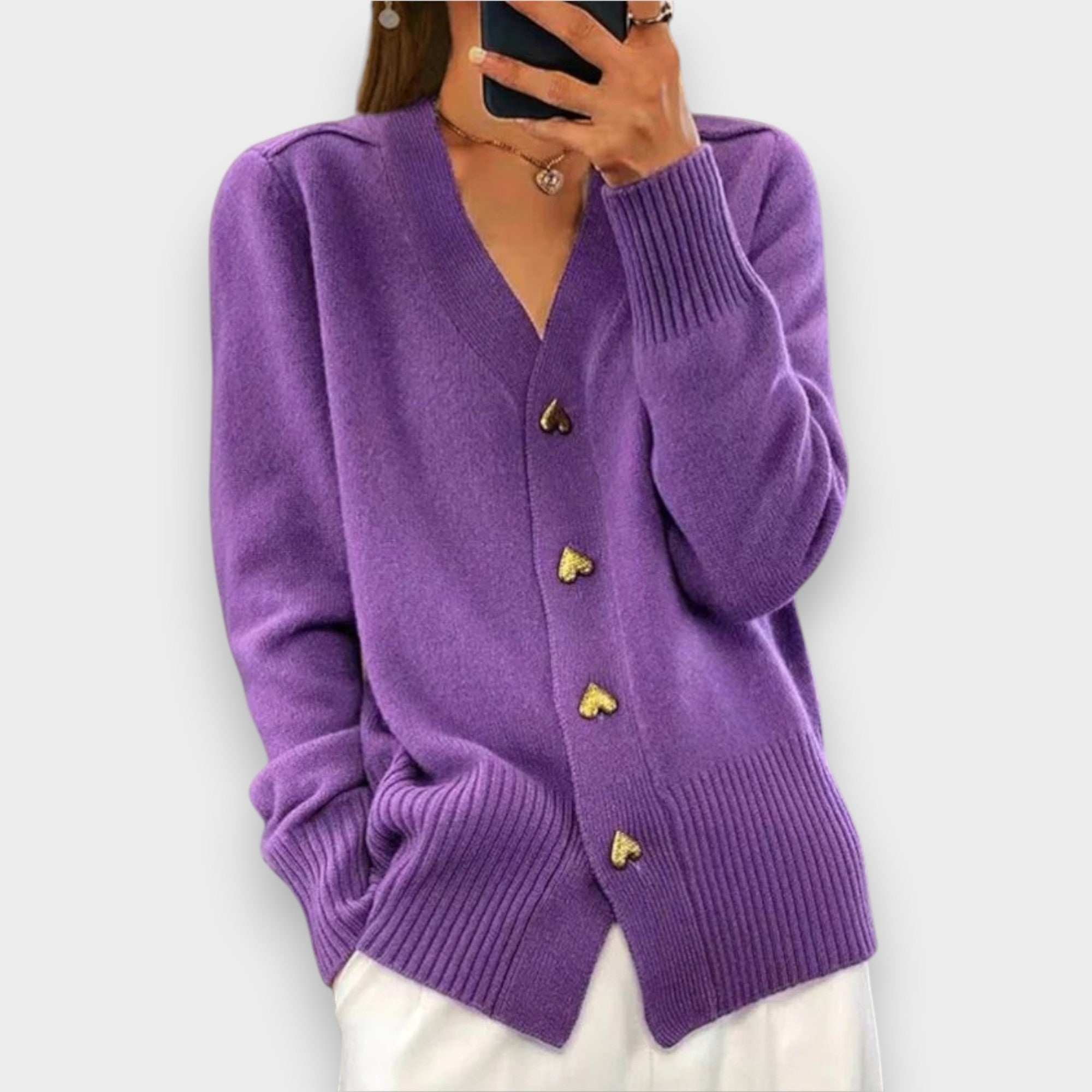 Armelle | Cárdigan Elegante con Botones de Corazón