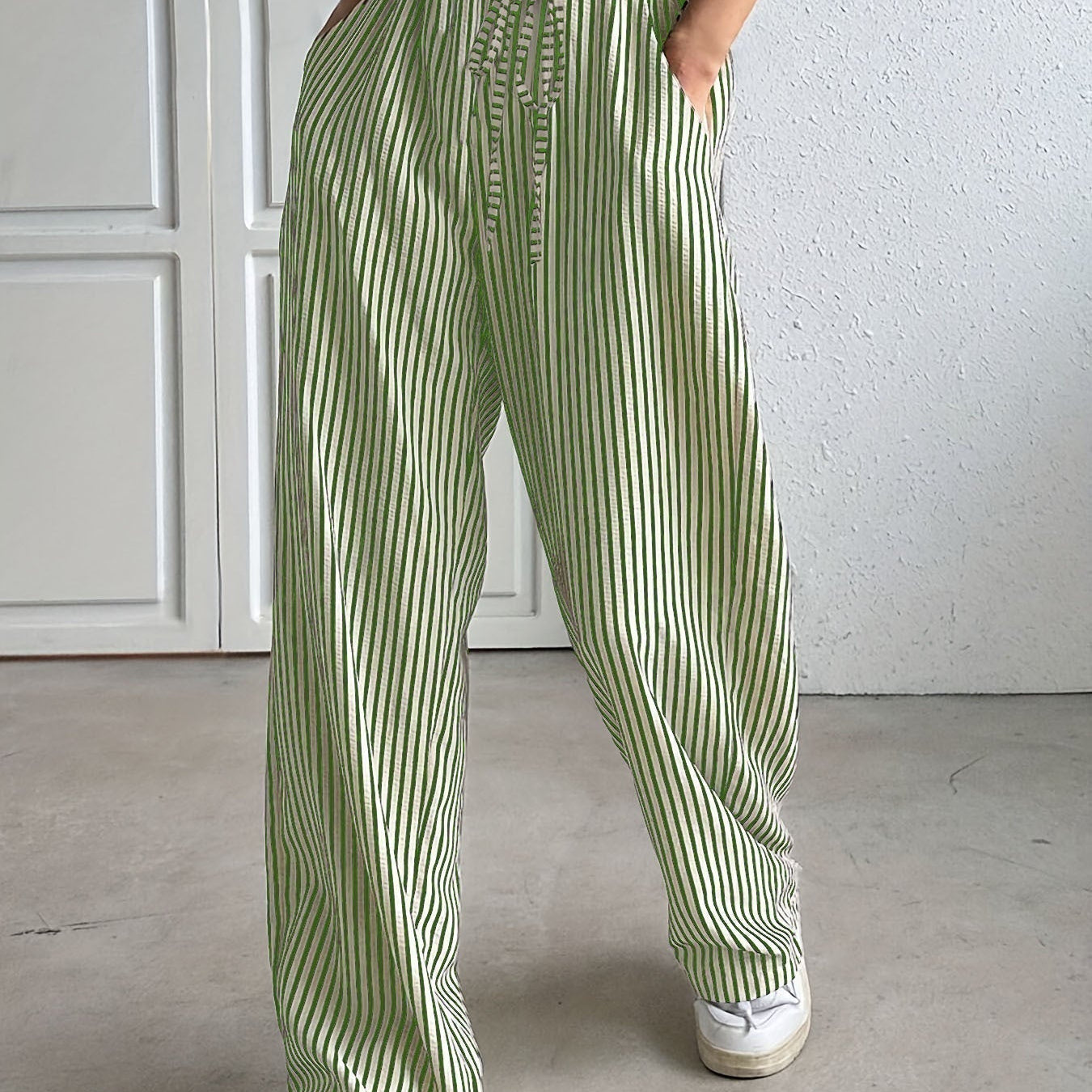 Hollis – Pantalón de Rayas con Pierna Ancha