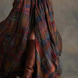 Highland Muse™ | Vestido Maxi a Cuadros Vintage