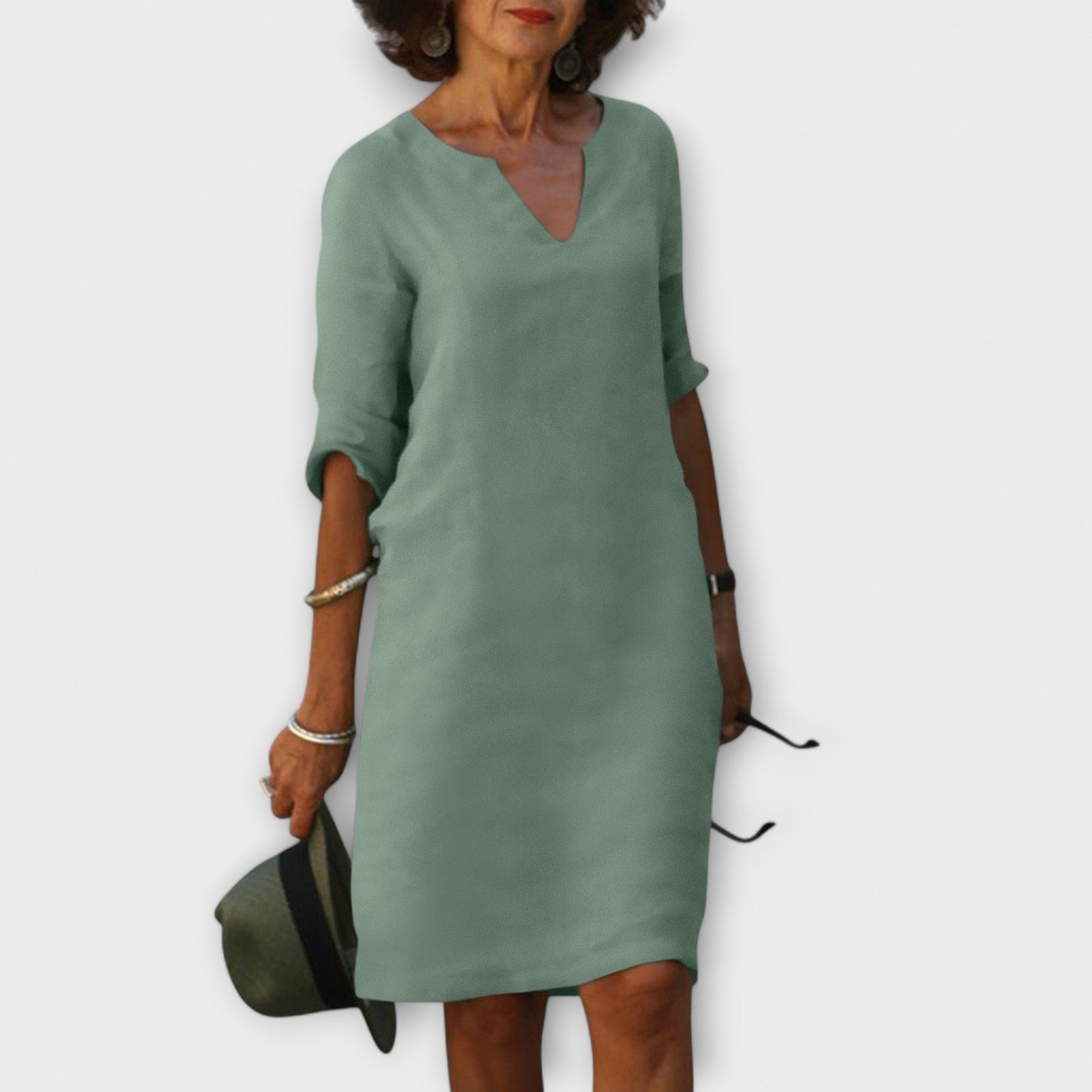 Sandra - Vestido elegante y cómodo con cuello de pico