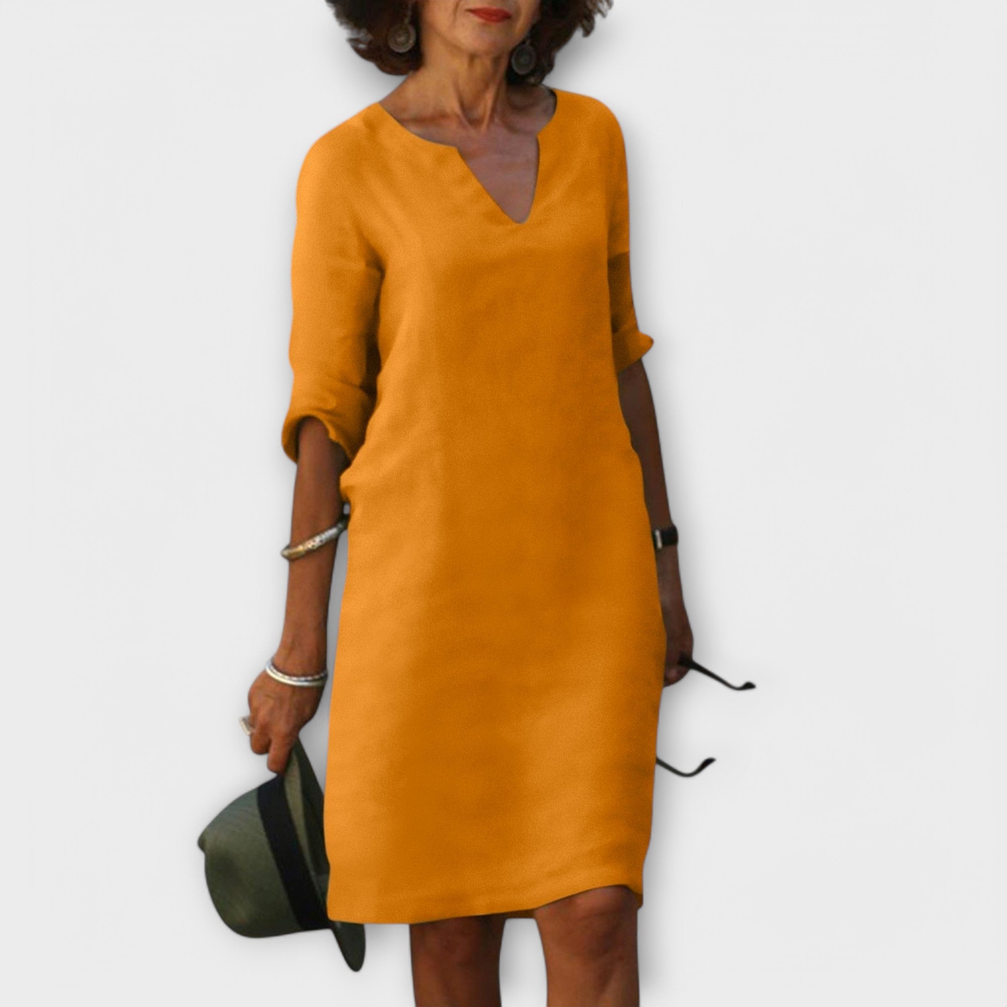 Sandra - Vestido elegante y cómodo con cuello de pico