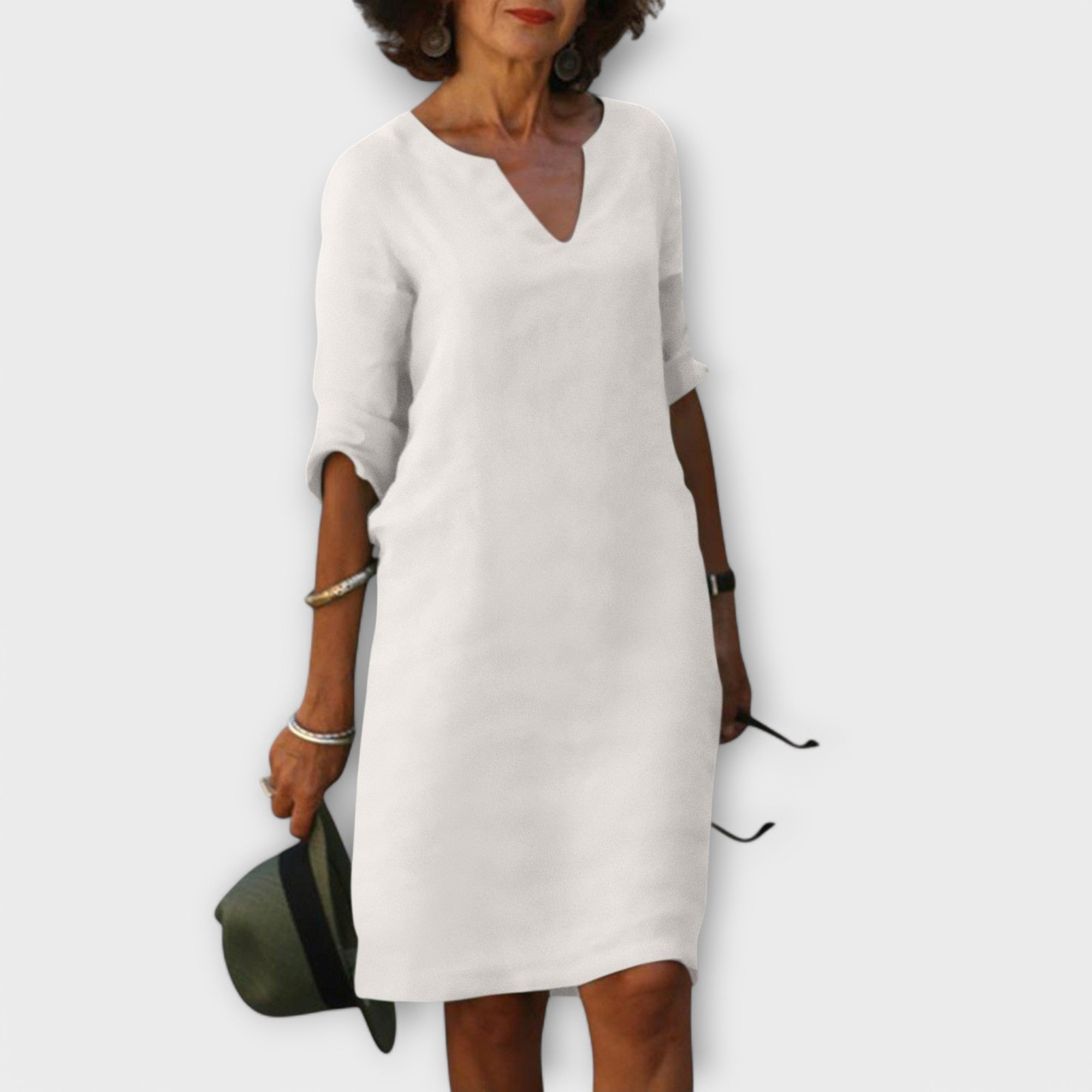 Sandra - Vestido elegante y cómodo con cuello de pico