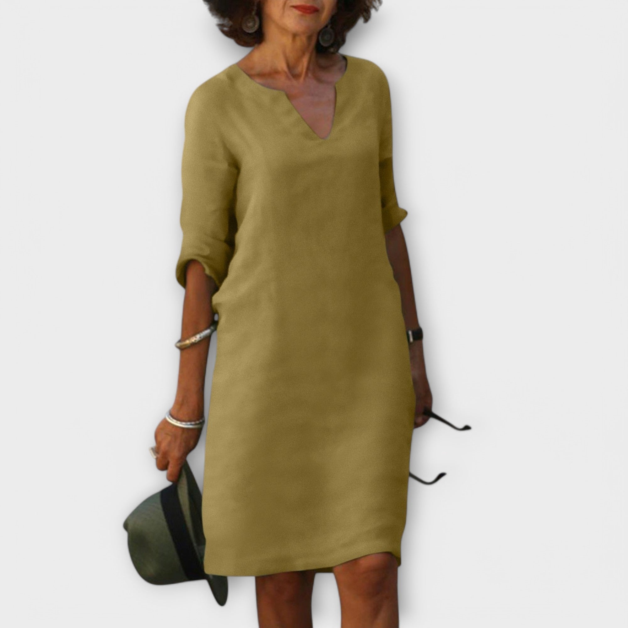 Sandra - Vestido elegante y cómodo con cuello de pico