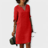 Sandra - Vestido elegante y cómodo con cuello de pico