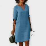 Sandra - Vestido elegante y cómodo con cuello de pico