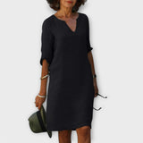 Sandra - Vestido elegante y cómodo con cuello de pico