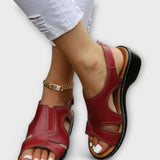 Christina – Sandalias Ortopédicas de Cuero con Tacón Cómodo