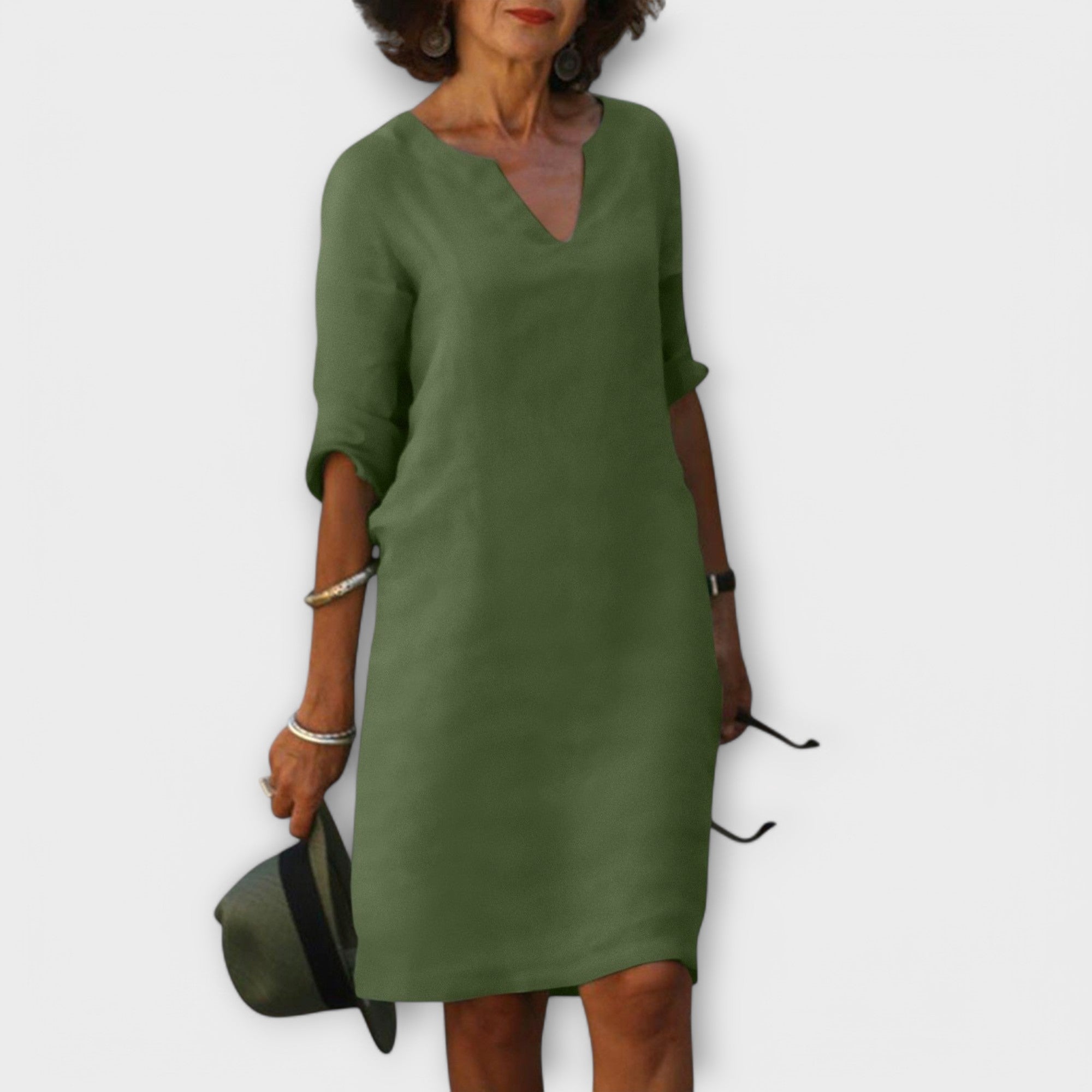 Sandra - Vestido elegante y cómodo con cuello de pico