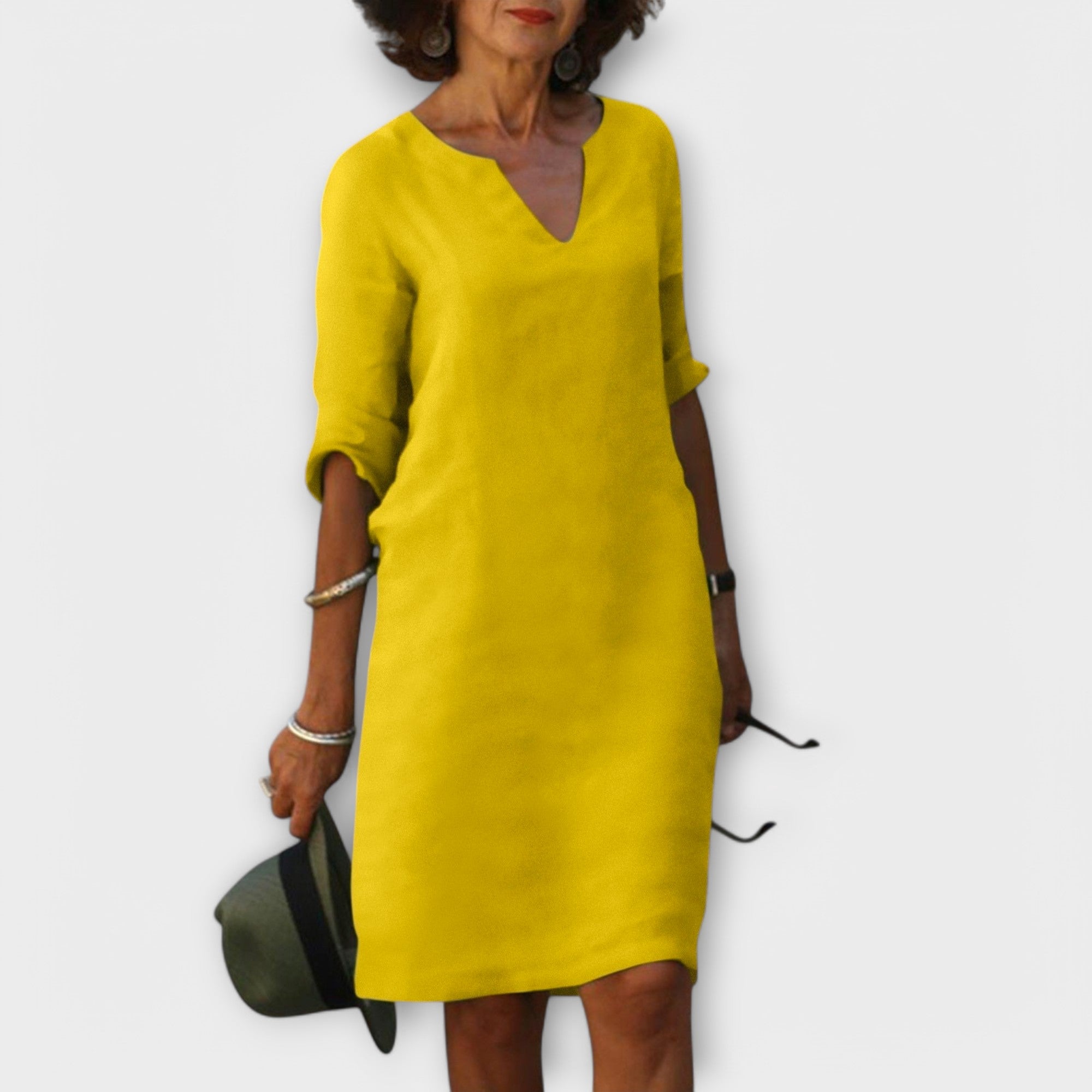 Sandra - Vestido elegante y cómodo con cuello de pico