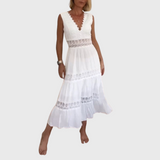 Ninfea | Vestido Midi Sin Mangas Estilo Boho con Detalles de Encaje