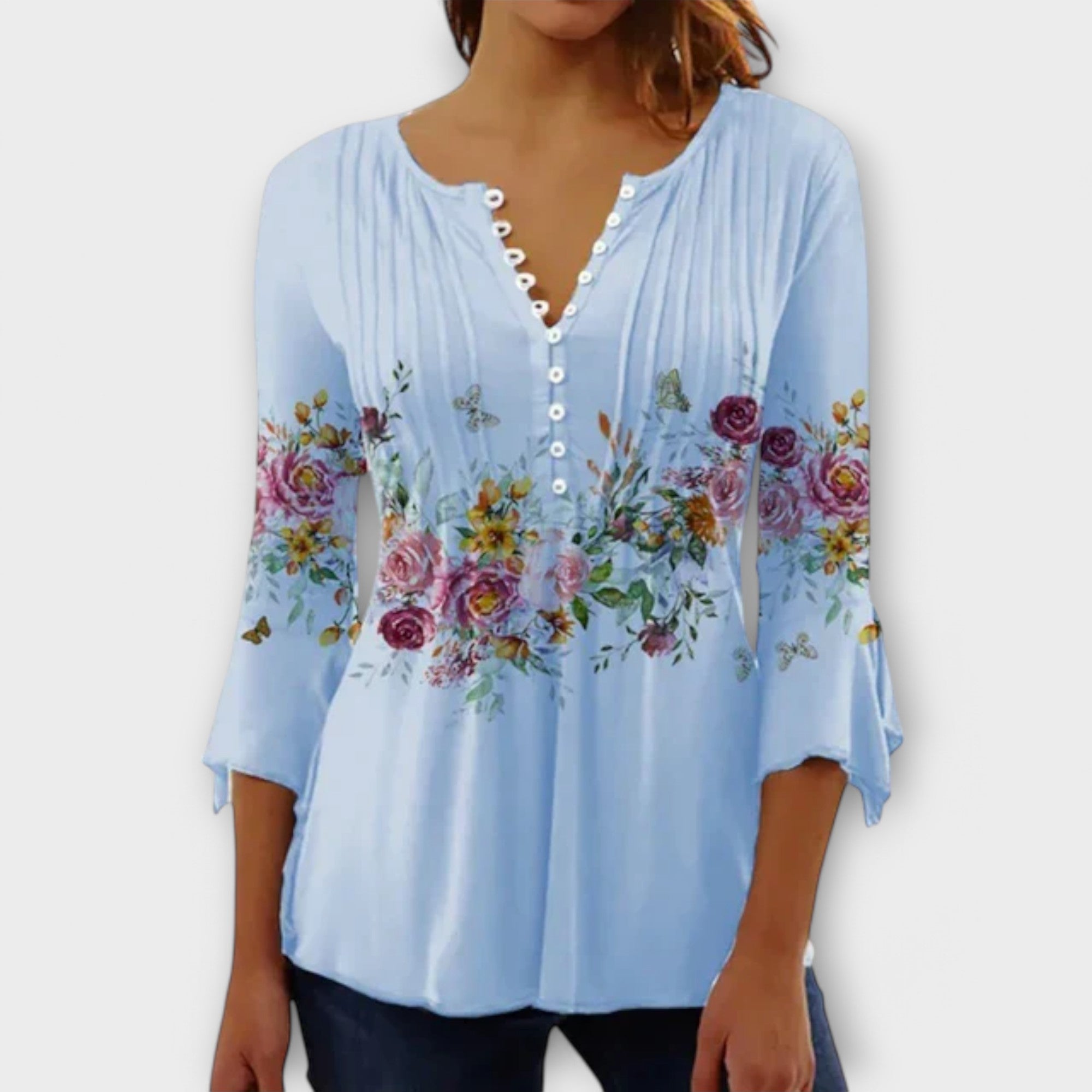 Juliane – Blusa con cuello en V y mangas