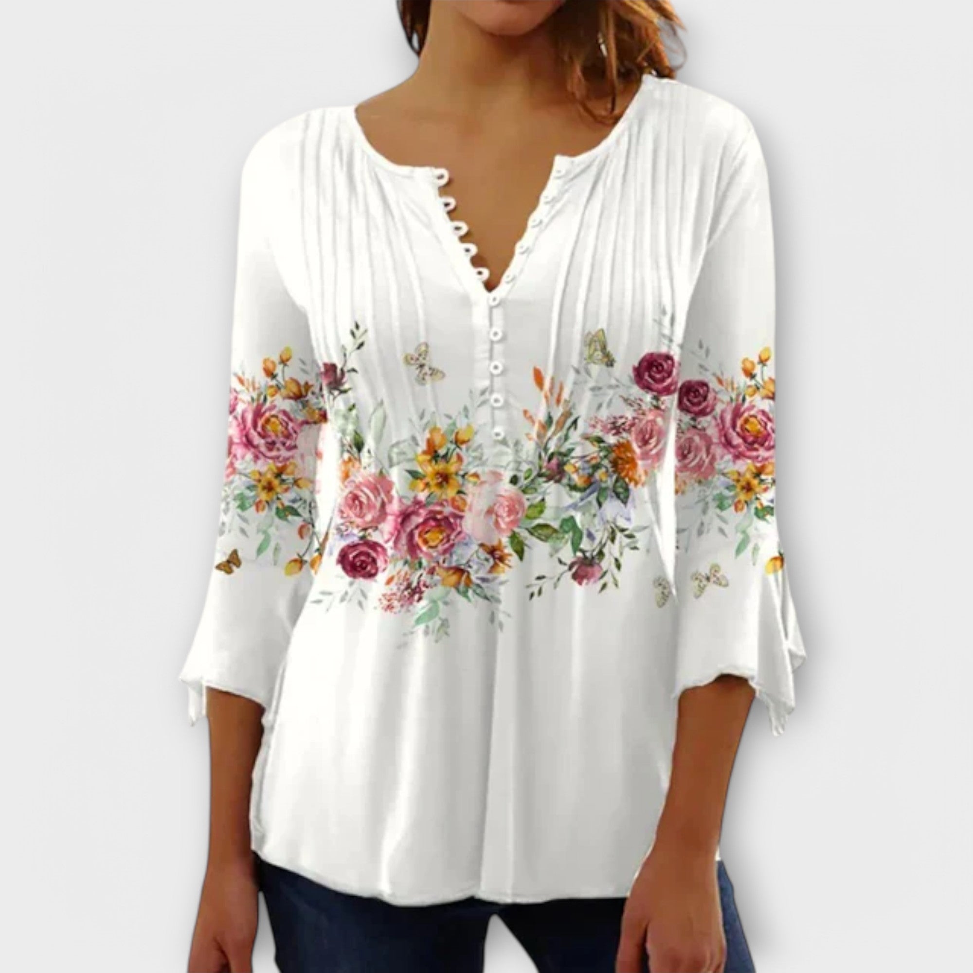 Juliane – Blusa con cuello en V y mangas