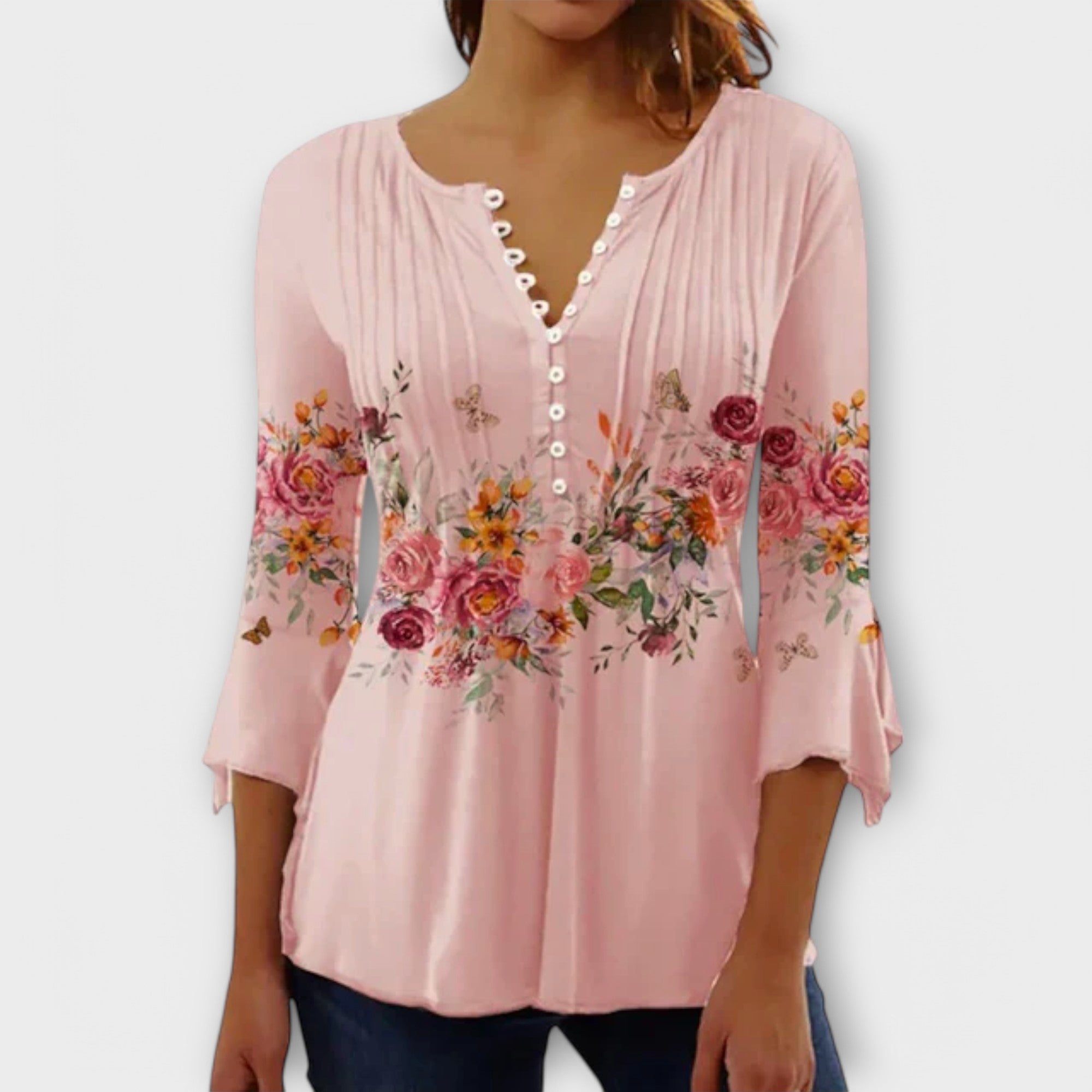 Juliane – Blusa con cuello en V y mangas