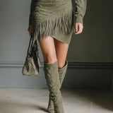 Seraphina Fringe™| Minivestido cruzado de gamuza Luxe