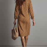 Maribelle™ | Vestido midi de gamuza con estampado de lunares vintage