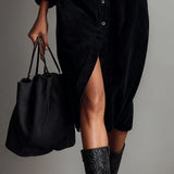 Vestido midi abotonado Sienna de pana suave