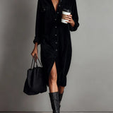 Vestido midi abotonado Sienna de pana suave