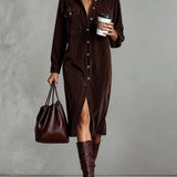 Vestido midi abotonado Sienna de pana suave