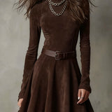 Minivestido evasé de ante Aubrielle