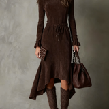 Isla | Vestido maxi con cordón de gamuza