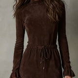 Isla | Vestido maxi con cordón de gamuza