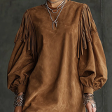 Aurelia Fringe™ | Minivestido de gamuza vintage