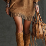 Aurelia Fringe™ | Minivestido de gamuza vintage