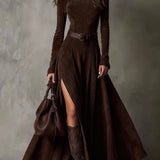 Vestido maxi marrón oscuro