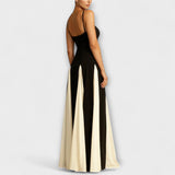 Ember - Elegancia clásica: Vestido maxi con paneles de tul y corte A