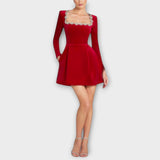 Wren - Minivestido de terciopelo con adornos de pedrería